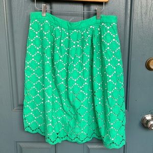 Green Eyelet A-Line Skirt
